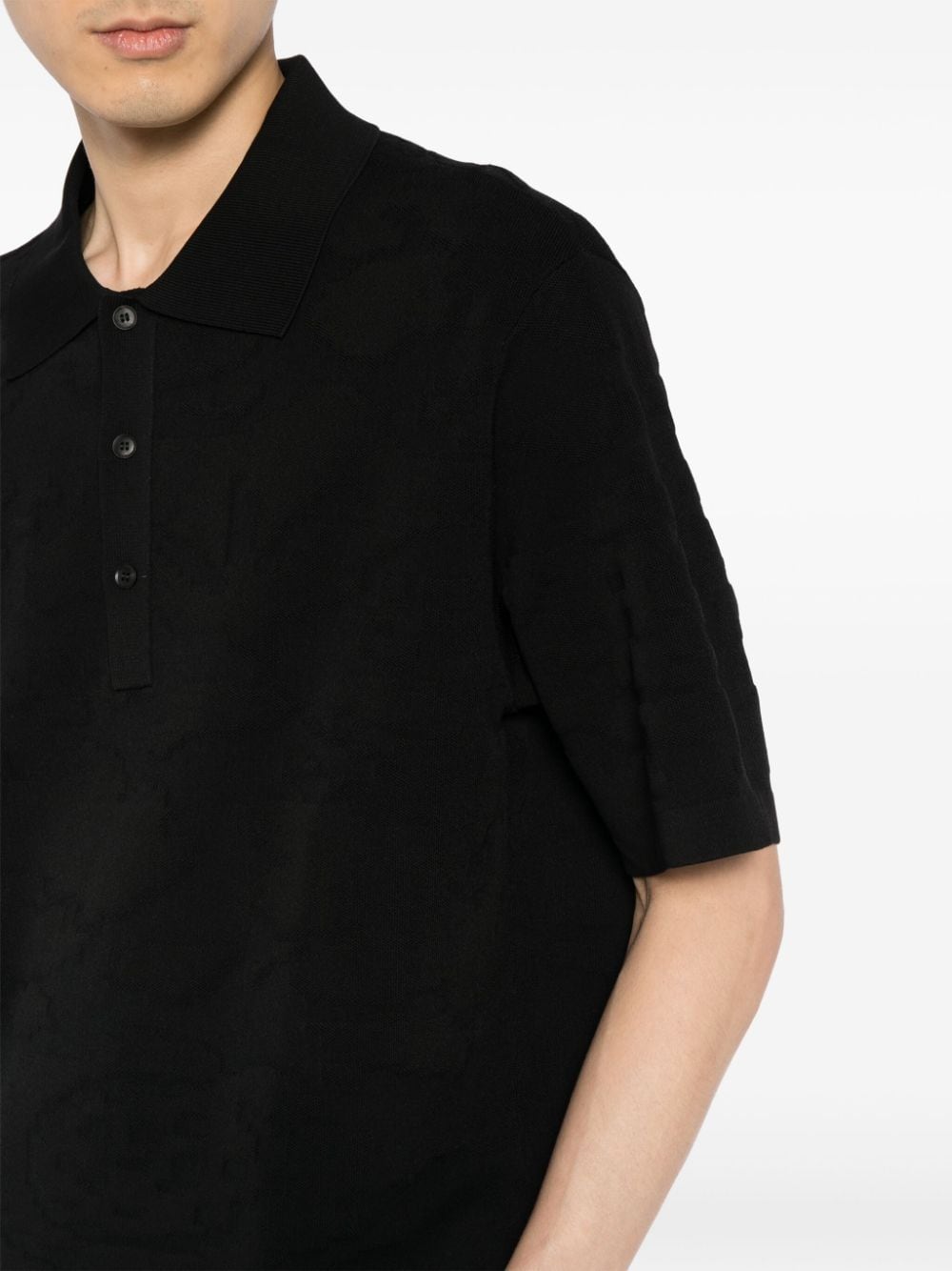 Shop Croquis Short-sleeve Knitted Polo Top In Black