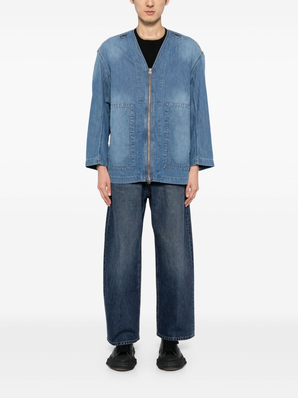 CROQUIS Denim jack met open hals - Blauw