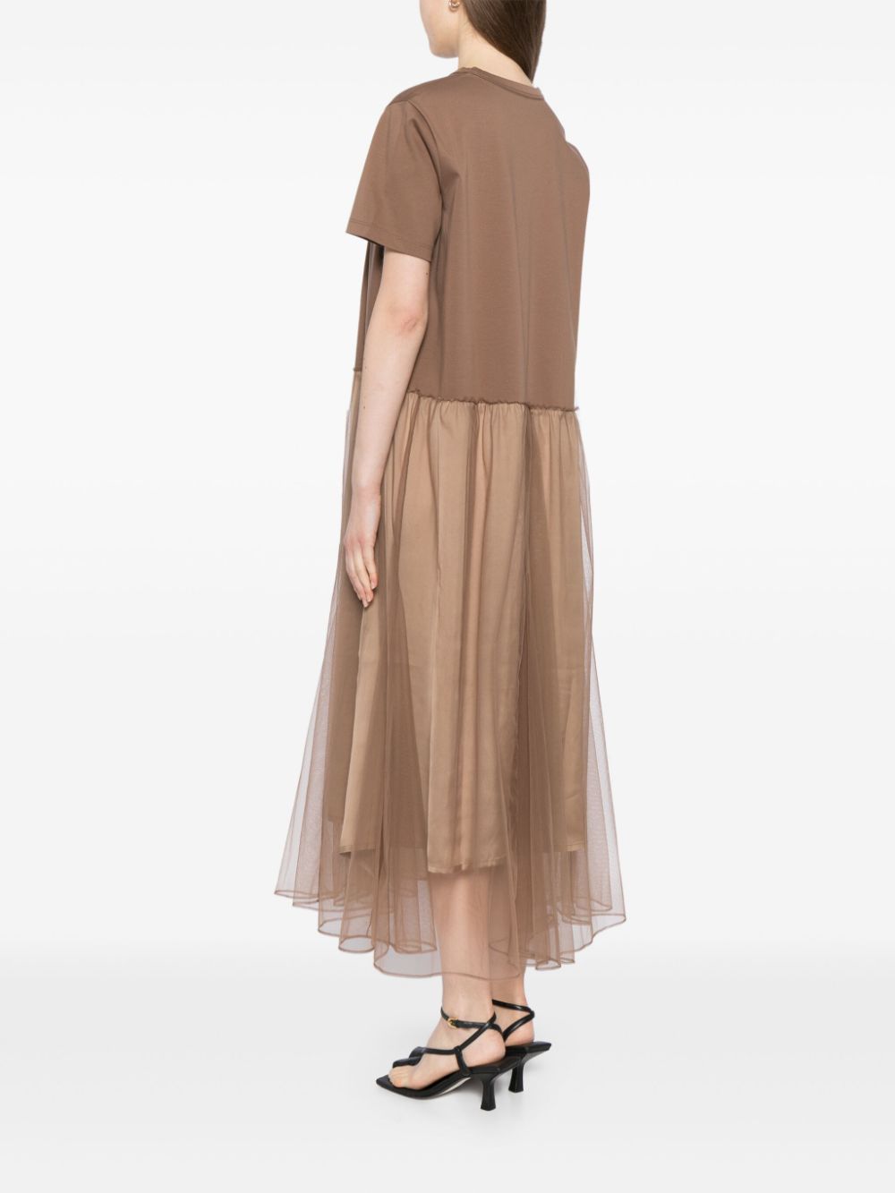 Shop Jnby Short Sleeves Dress In Brown