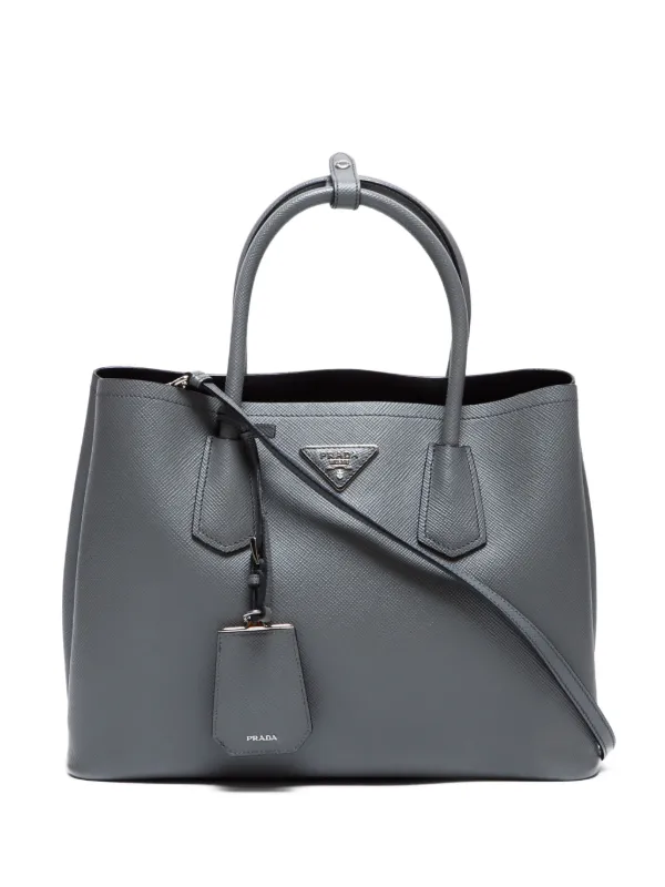 Prada double bag grey best sale