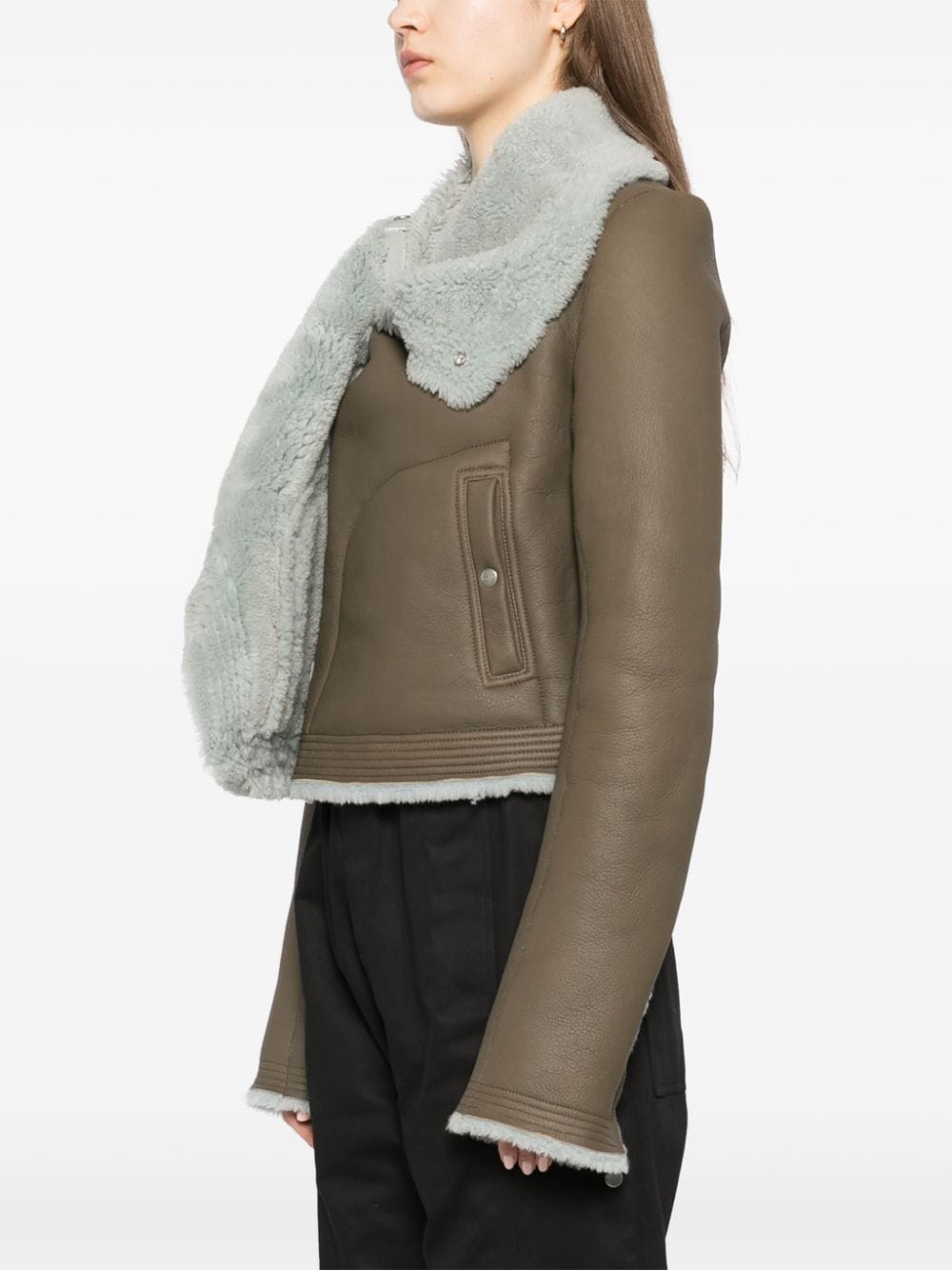 Shop Rick Owens Shearling-lining Biker Jacket In Brown