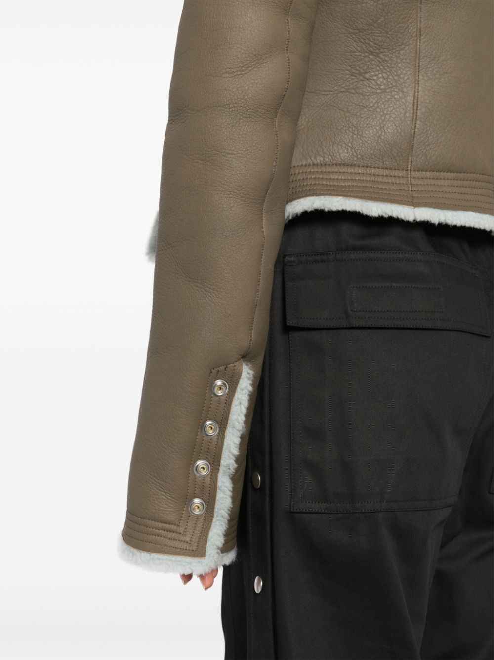 Shop Rick Owens Shearling-lining Biker Jacket In Brown