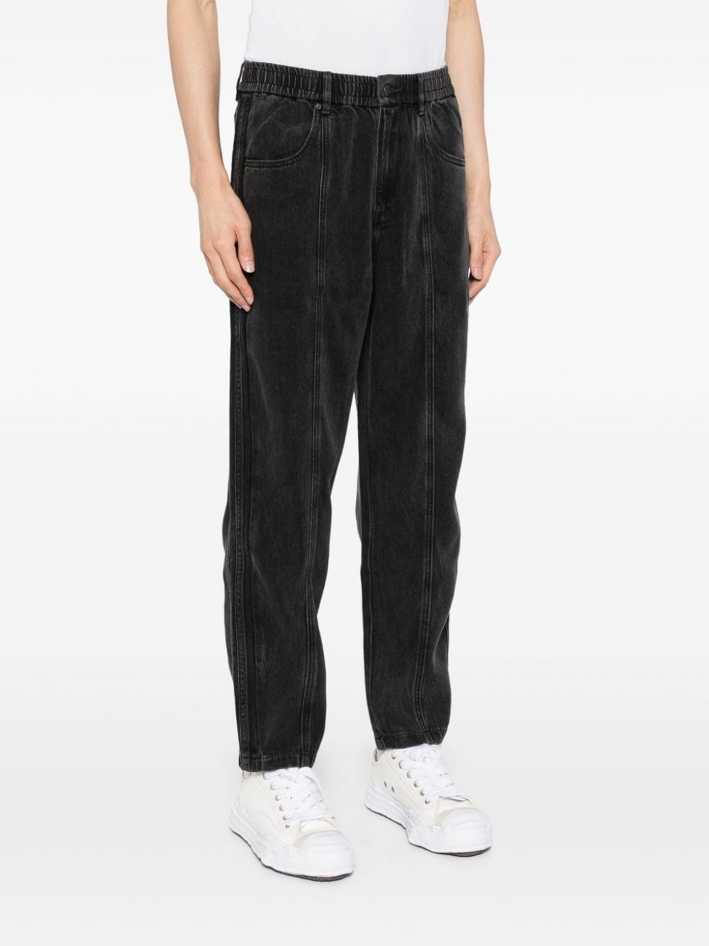 Shop Croquis Mid-rise Tapered Jeans In Black