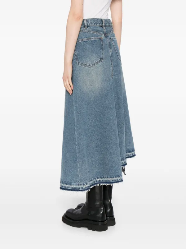 JNBY Distressed Maxi Denim Skirt Blue FARFETCH NZ