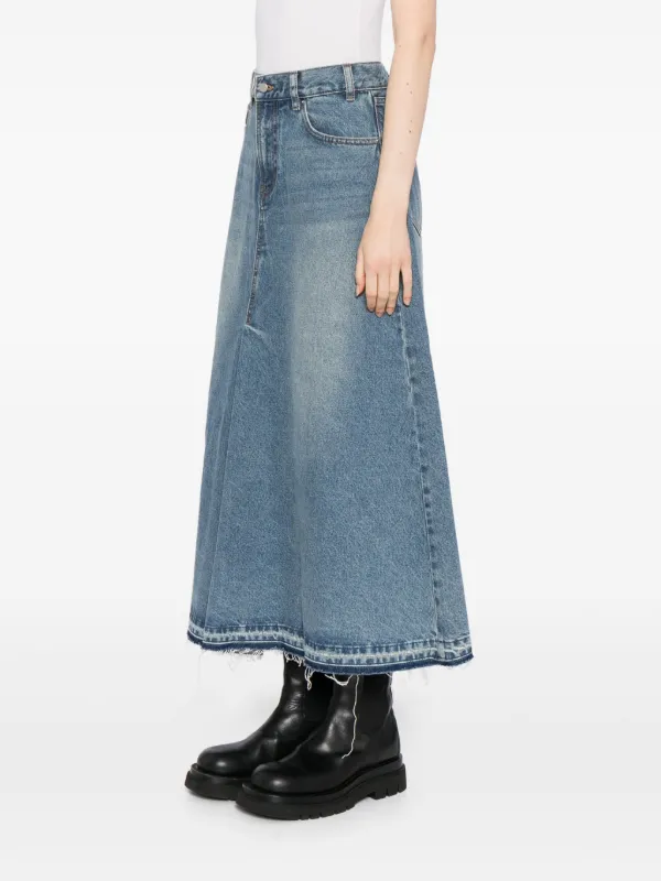 JNBY Distressed Maxi Denim Skirt Blue FARFETCH NZ