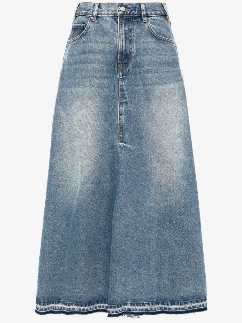 JNBY jupe longue en jean à effet usé