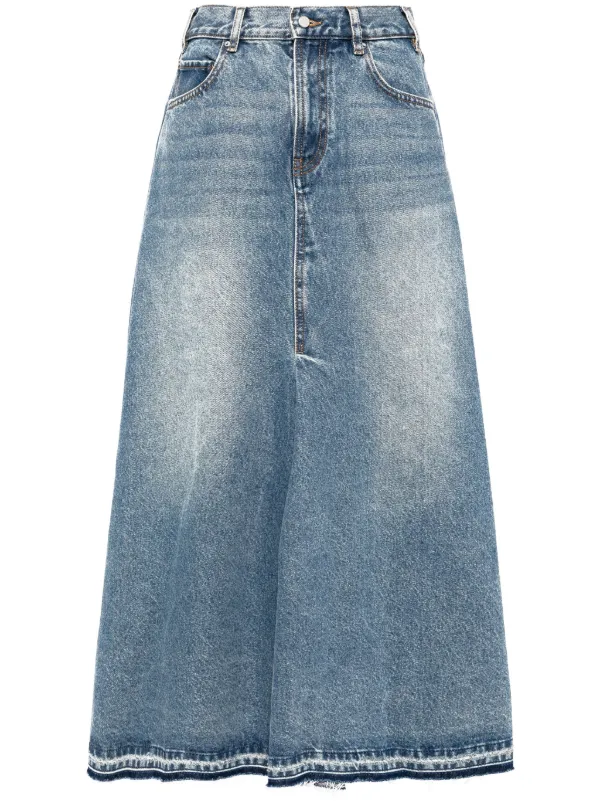 JNBY Distressed Maxi Denim Skirt Blue FARFETCH NZ