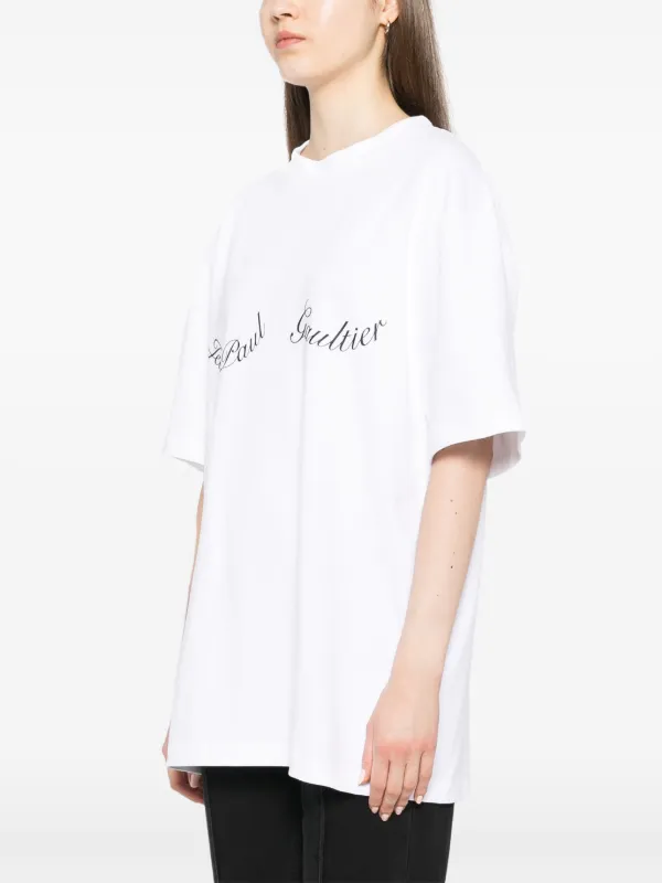 Jean Paul Gaultier logo-lettering Cotton T-shirt | White | FARFETCH OM