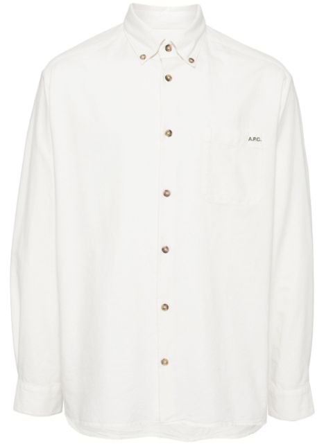 A.P.C. logo-embroidered organic cotton shirt Men