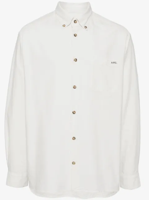 A.P.C. logo-embroidered organic cotton shirt
