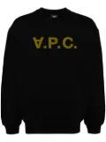 A.P.C. devoré effect logo-print round neck sweatshirt - Black