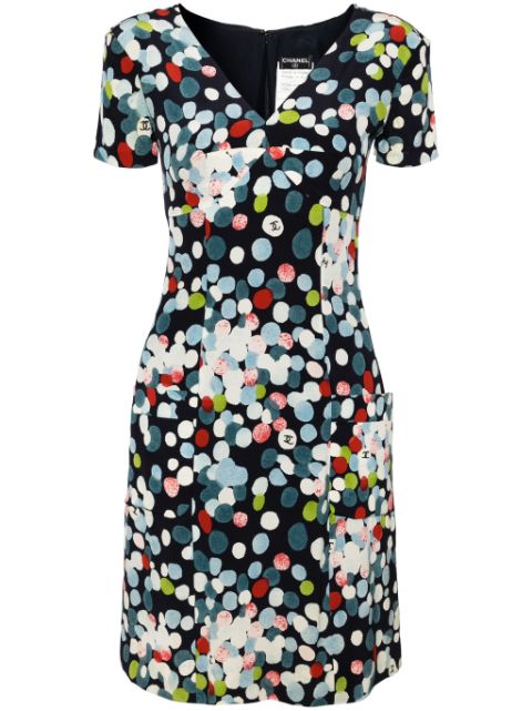 HOT SALE CHANEL 1997 abstract-pattern silk mini dress Women