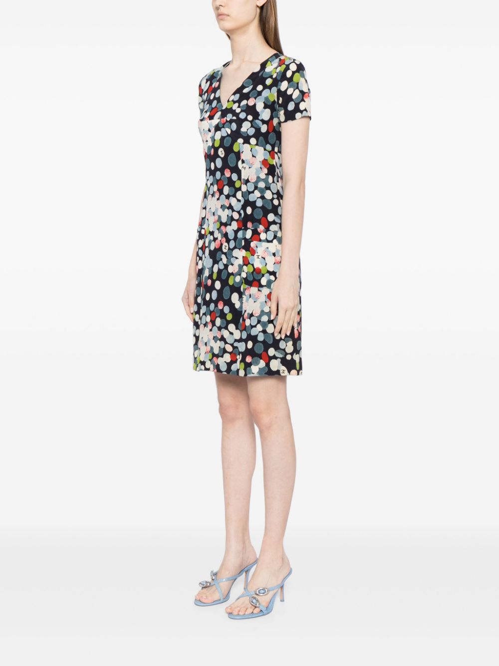 CHANEL 1997 abstract-pattern silk mini dress Women