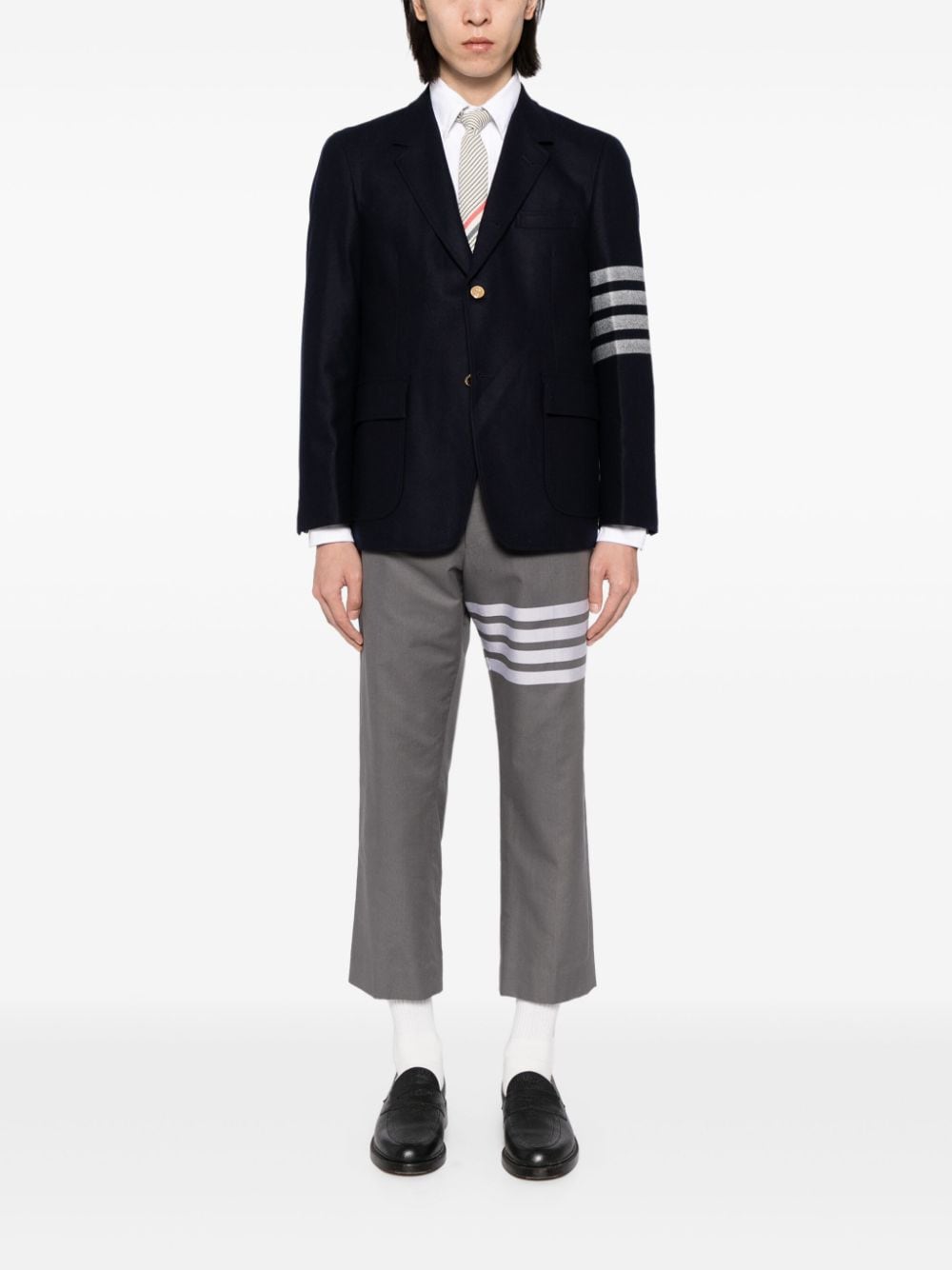 Thom Browne unconstructed signature 4-Bar stripe blazer - Blauw