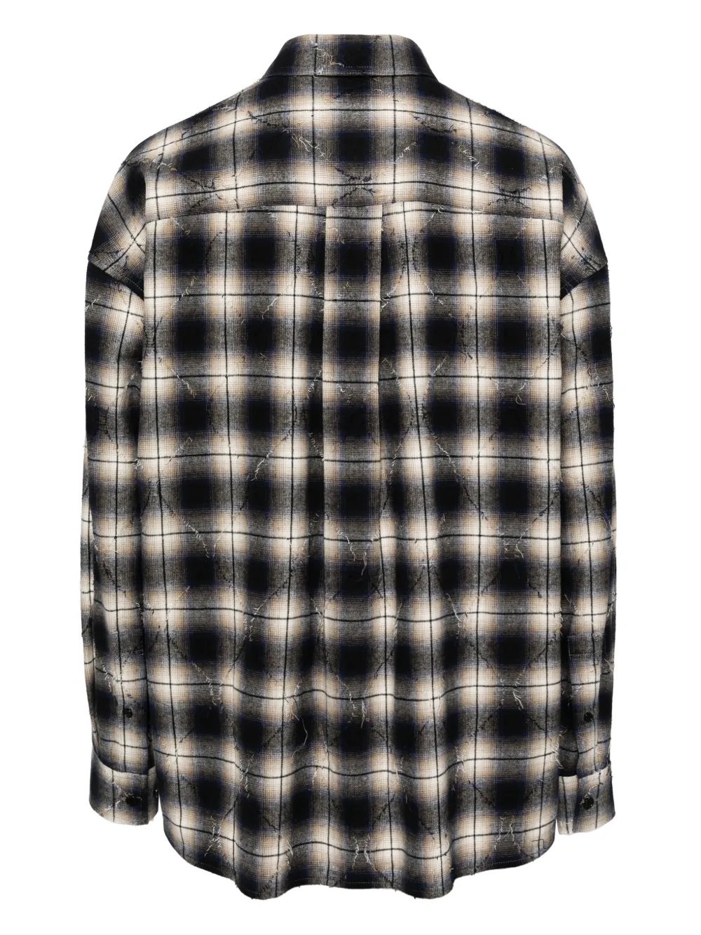 Juun.J distressed plaid-check shirt - Blauw
