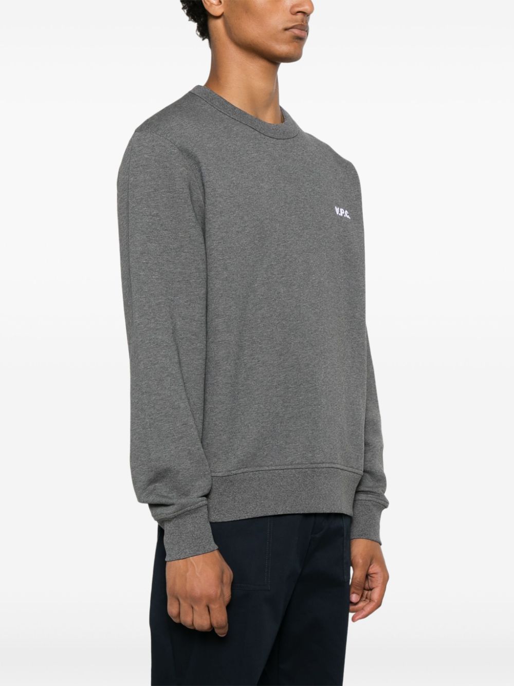 Shop Apc Flocked-logo Sweatshirt In Grey