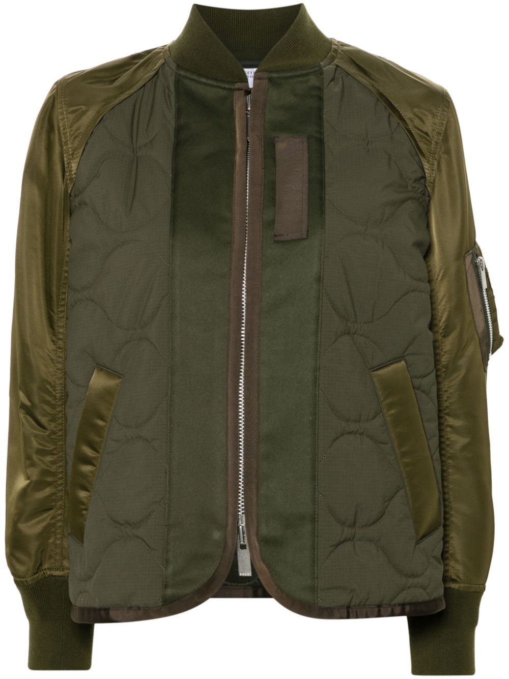 Shop Sacai Twill Bomber Jacket In Green