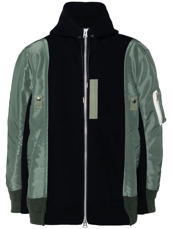 Sacai Twill Hoodie in Green