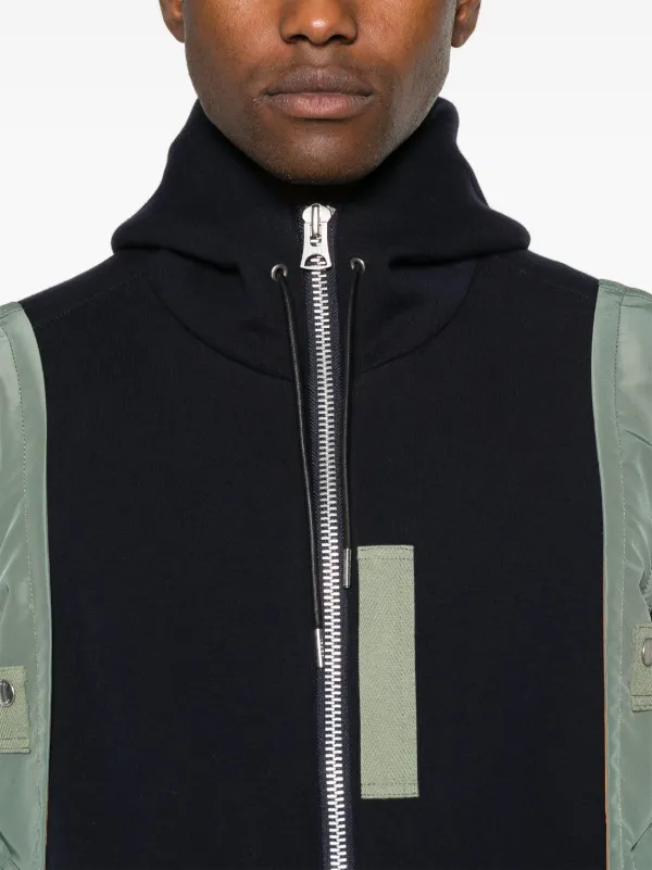 送料関税込★sacai★ツイルパネルのパーカー Sacai ツイル パーカー | グリーン | FARFETCH JP