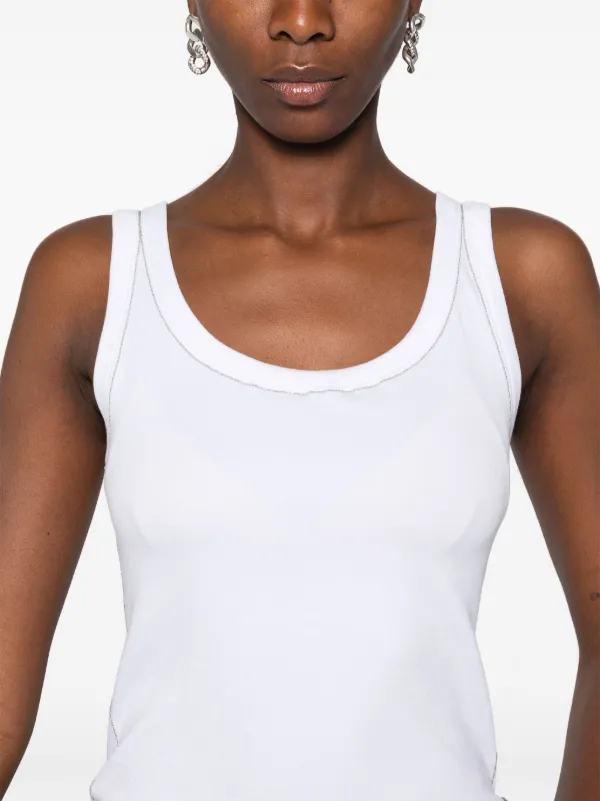 Fabiana Filippi chain-trim Ribbed Tank Top | White | FARFETCH JO