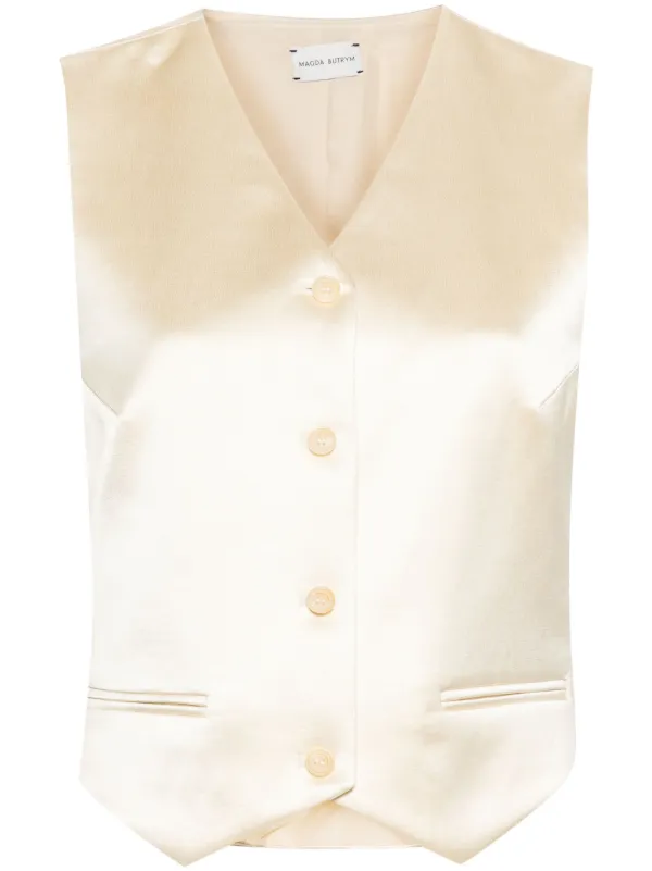 Magda Butrym Silk Waistcoat in Neutrals