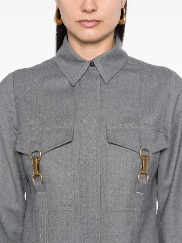 Stella McCartney clasp-embellished Wool Shirt | Grey | FARFETCH