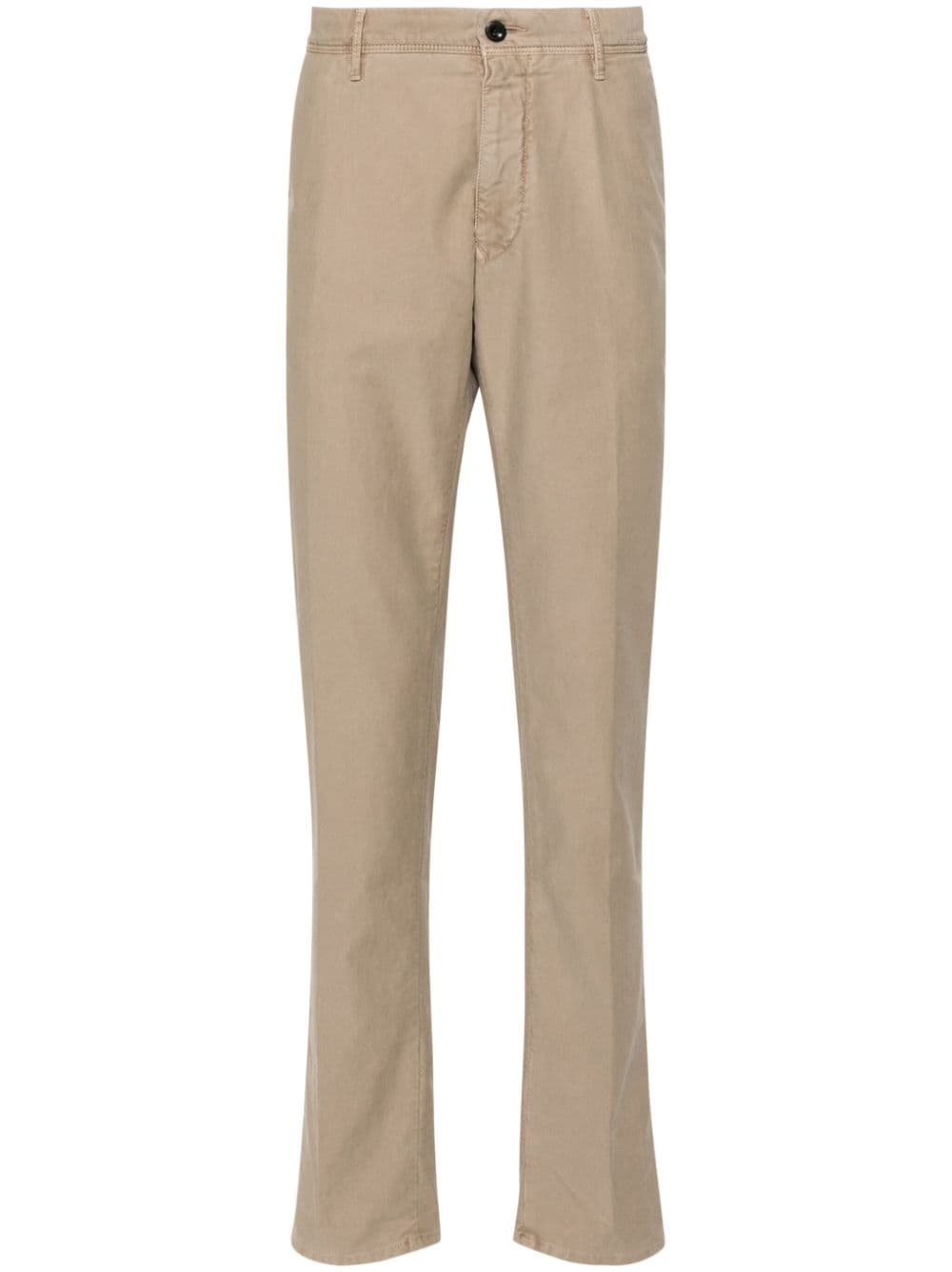 Shop Incotex Logo-embroidered Trousers In Neutrals