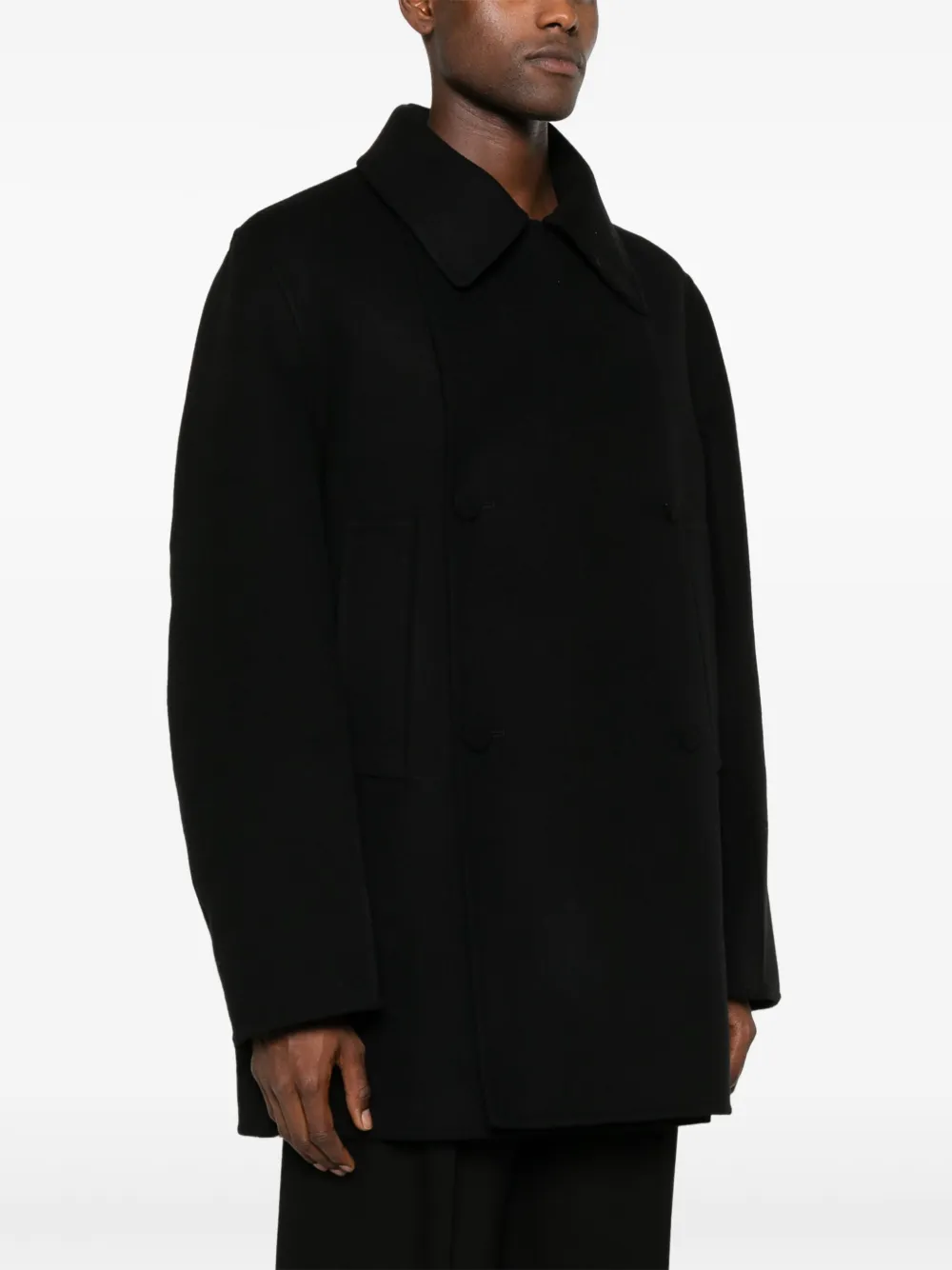 Jil Sander Double-breasted Coat In Black