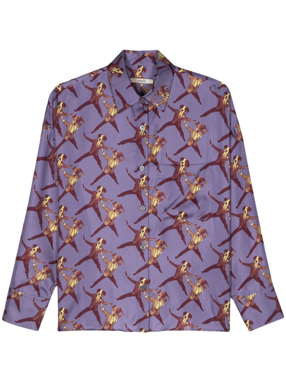 Odeeh Dancing Dogs Silk Shirt In Purple