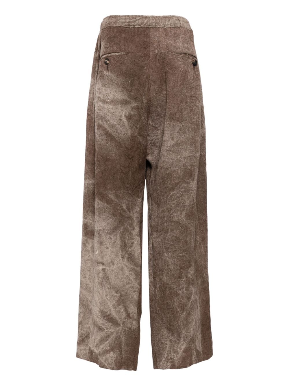 ZIGGY CHEN STONEWASHED PRINT DRAWSTRING TROUSERS 