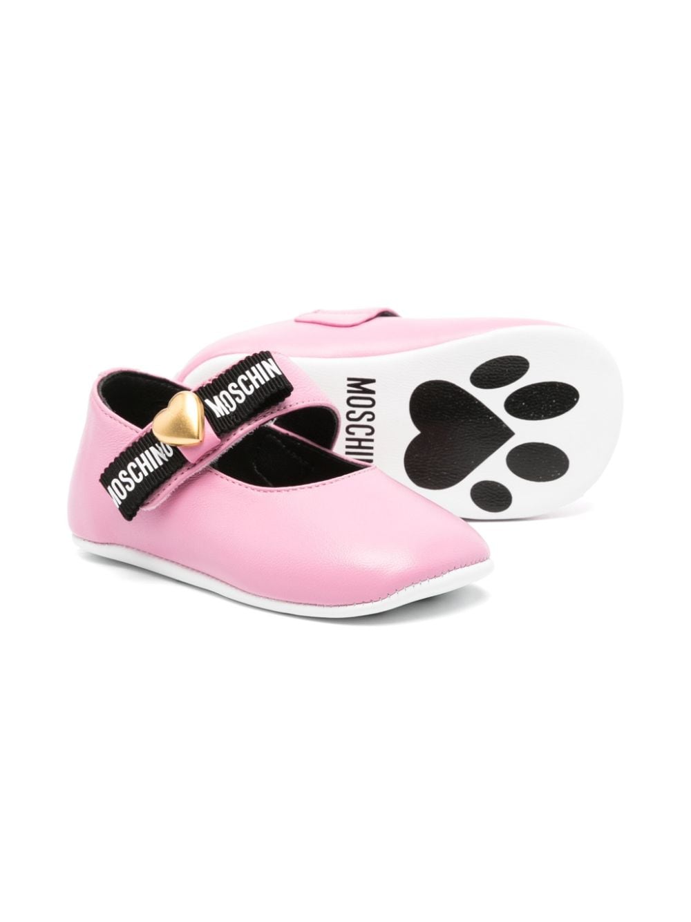 Moschino Kids Leren ballerina's - Roze