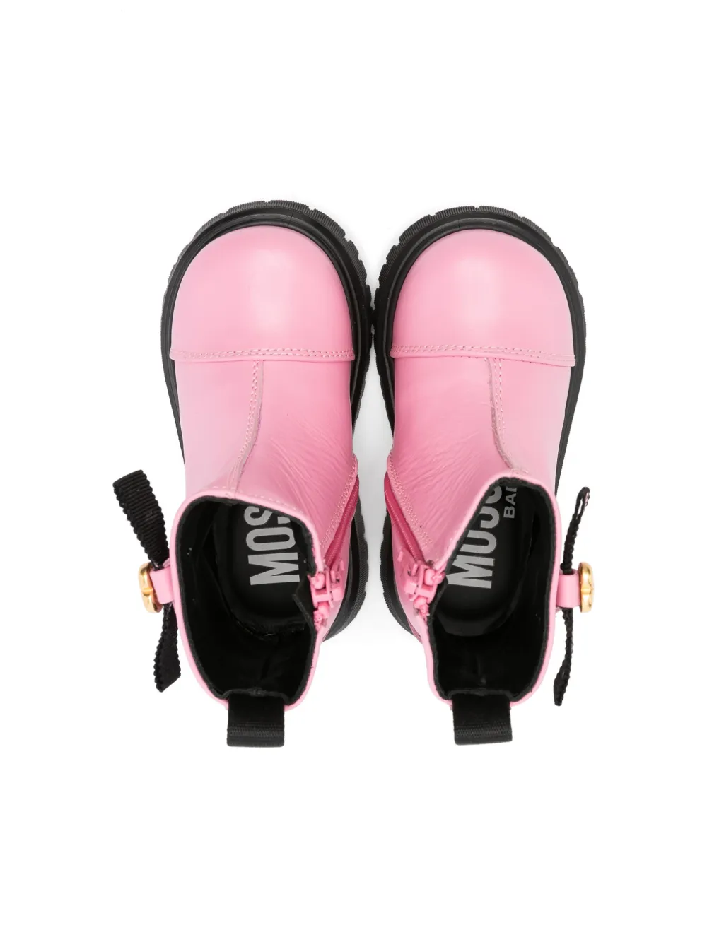 Moschino Kids logo-ribbon ankle boots Pink