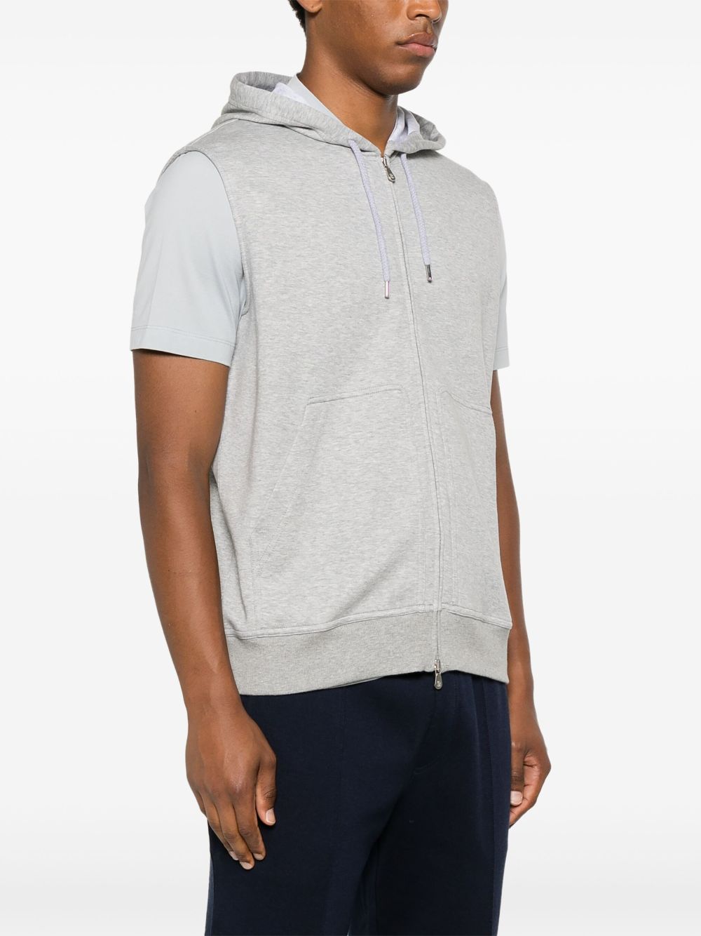 Shop Brunello Cucinelli Sleeveless Hoodie In Grey