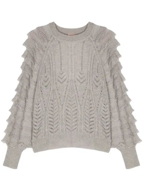 TWINSET ruffled-detailing open-kinit jumper