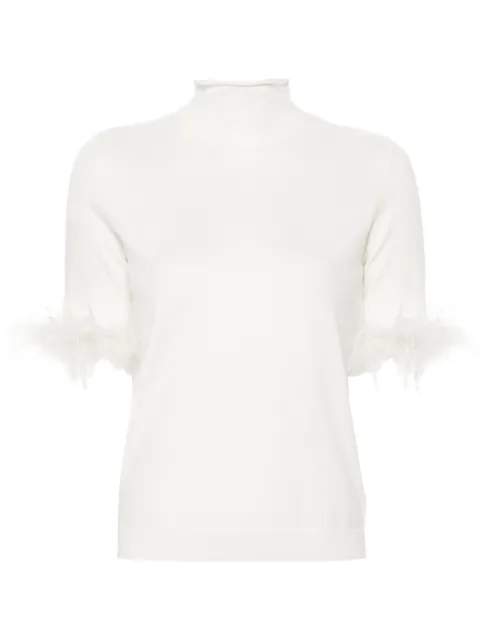 TWINSET pull à manches courtes ornées de plume