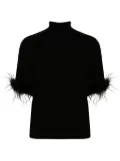 TWINSET feather-cuffs short-sleeve jumper - Black