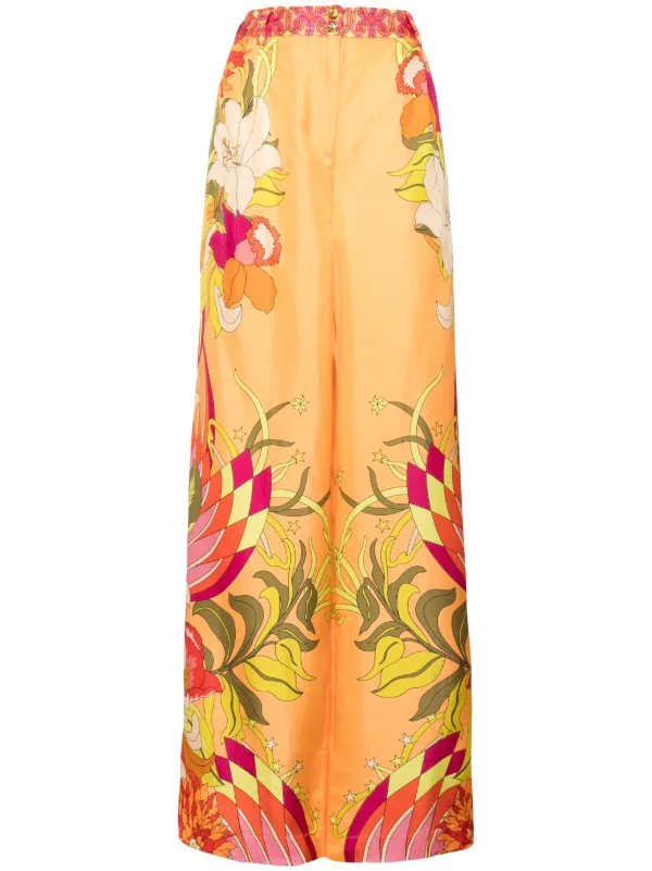 Camilla Wide-leg Waisted Pant in Orange
