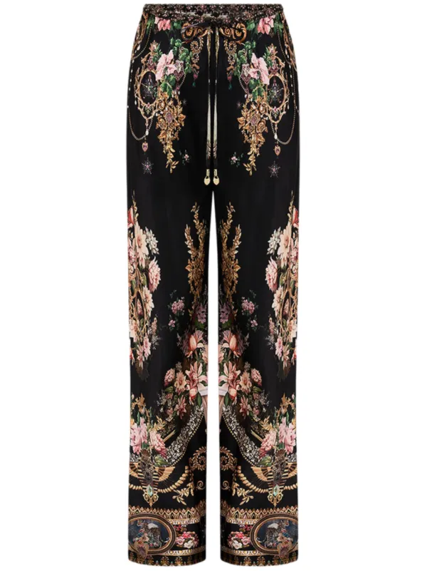 Camilla Graphic-print Trousers in Black