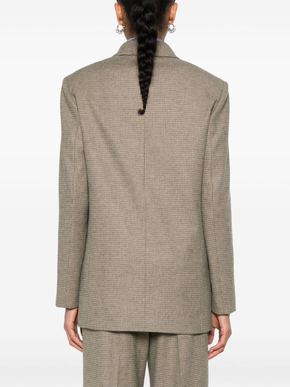 Shop Pinko Check-pattern Blazer In Nude