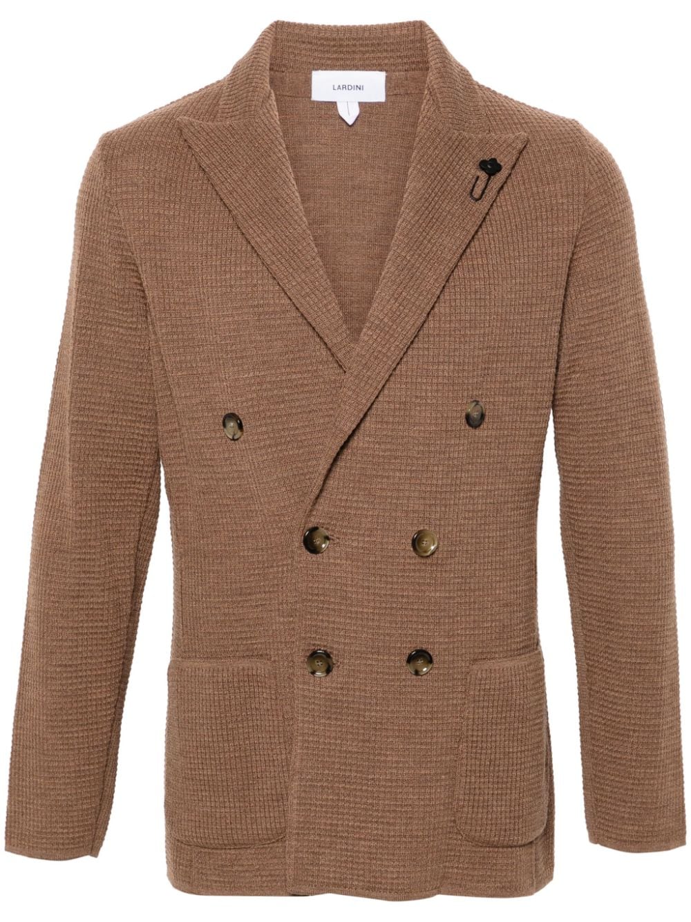 Shop Lardini Knitted Blazer In Brown