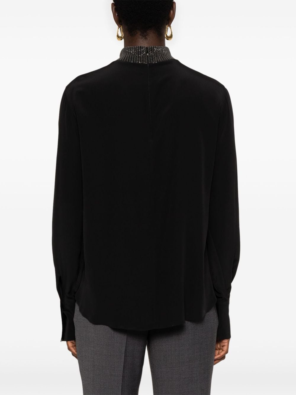 Shop Brunello Cucinelli Monili-neck Blouse In Black