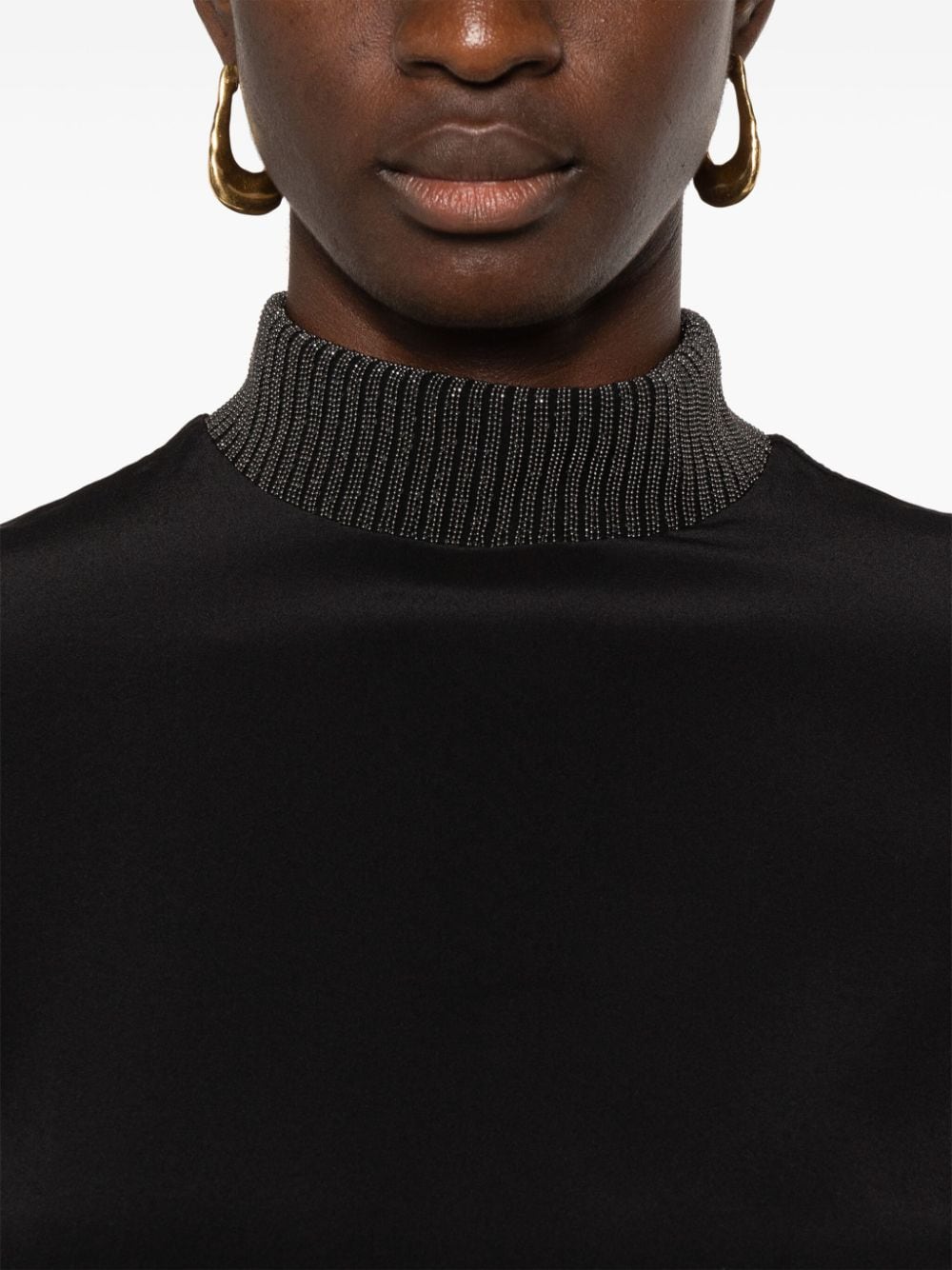 Shop Brunello Cucinelli Monili-neck Blouse In Black