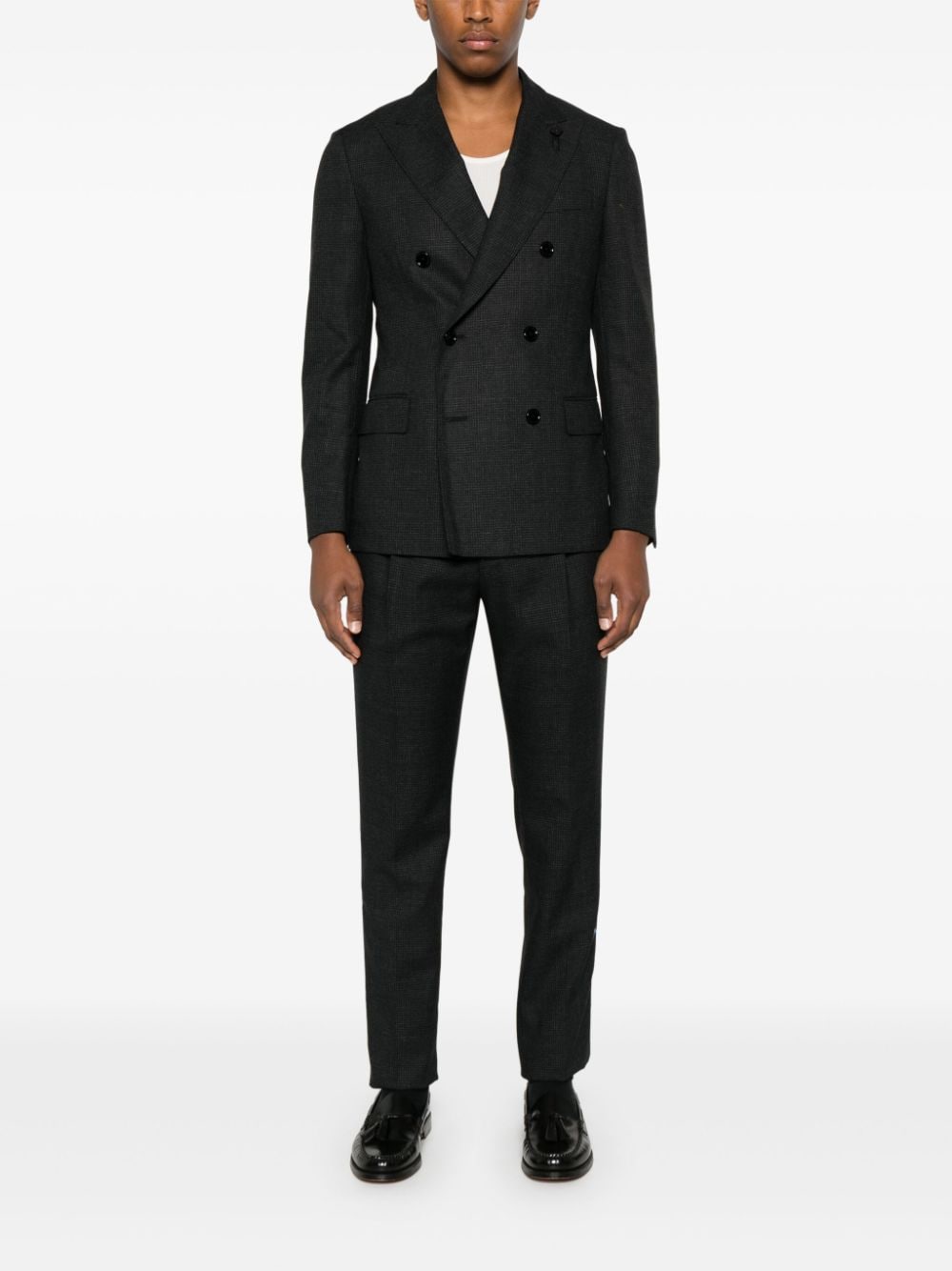 Shop Lardini Double-breasted Suit In 黑色