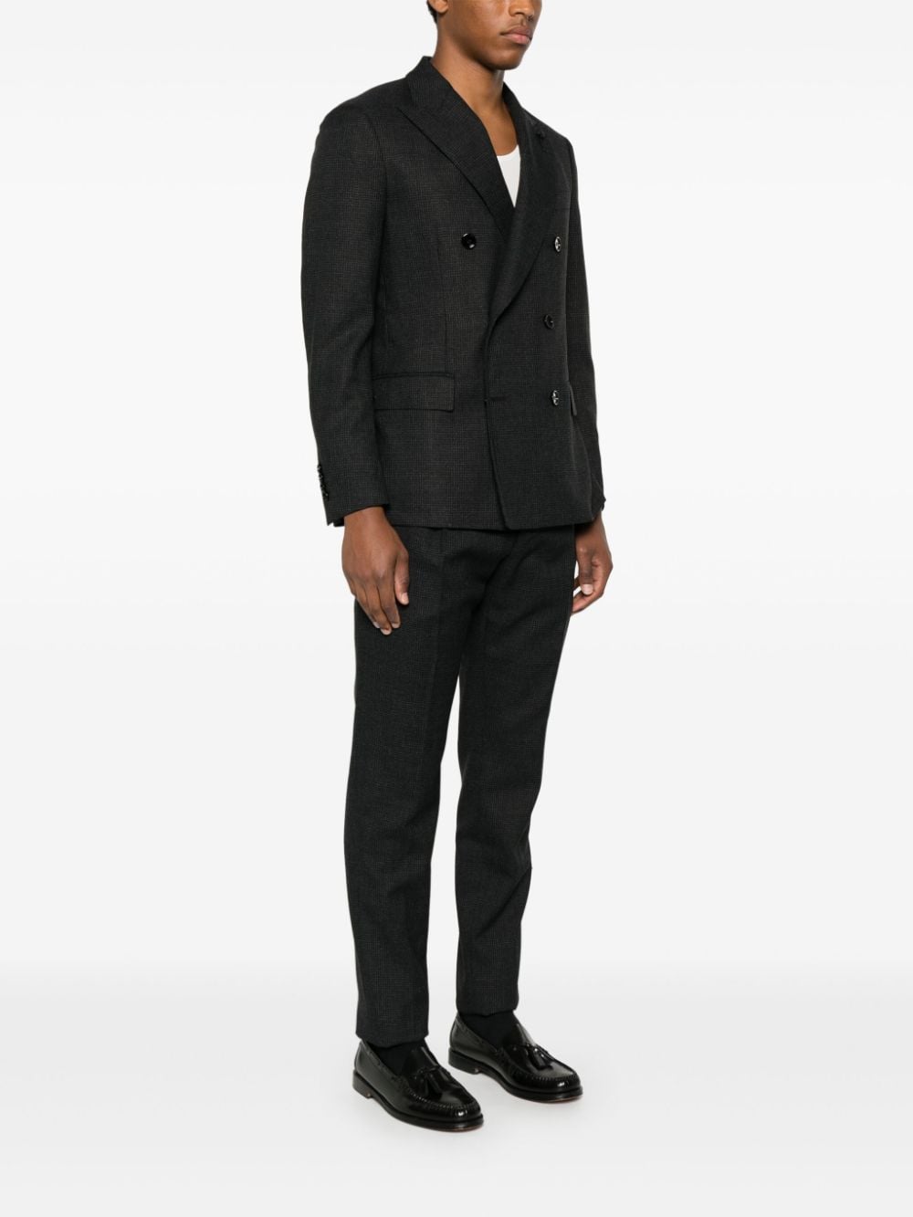 Shop Lardini Double-breasted Suit In 黑色