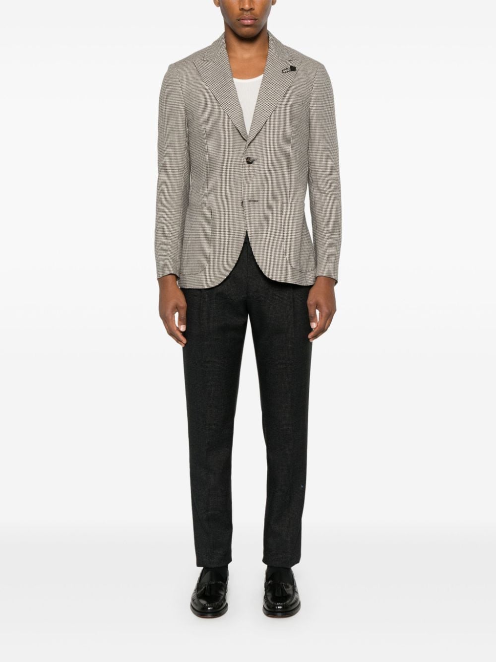 Shop Lardini Houndstooth Blazer In Neutrals