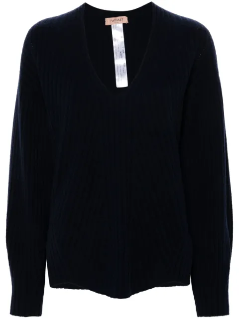TWINSET V-neck ribbed-knit jumper