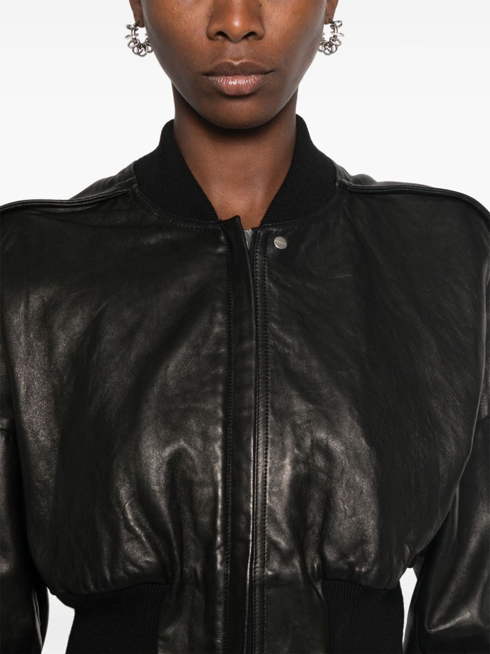 Shop Rick Owens Leather Jacket In Black