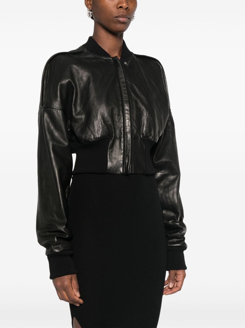 Shop Rick Owens Leather Jacket In Black