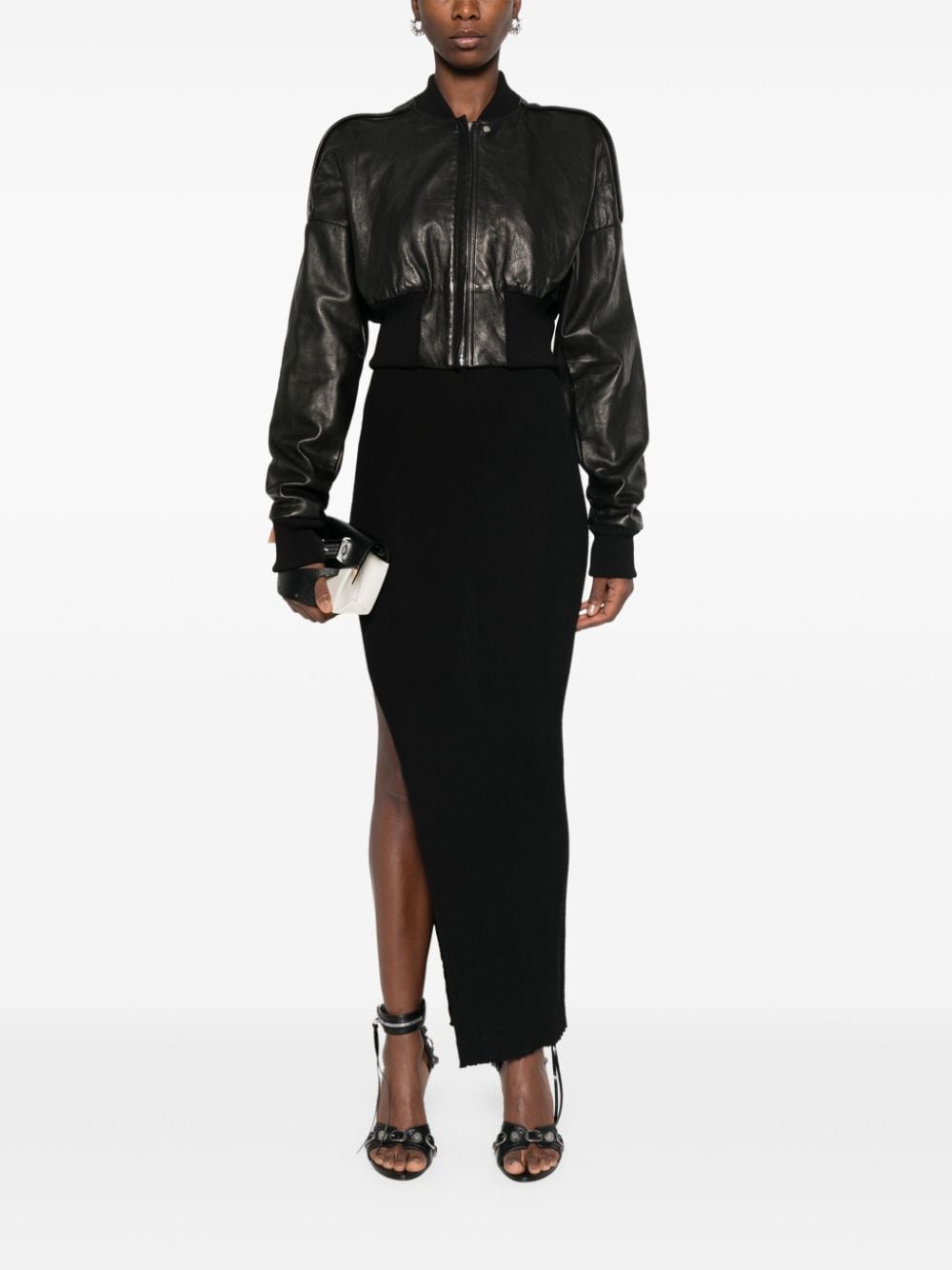 Rick Owens leather jacket - Zwart