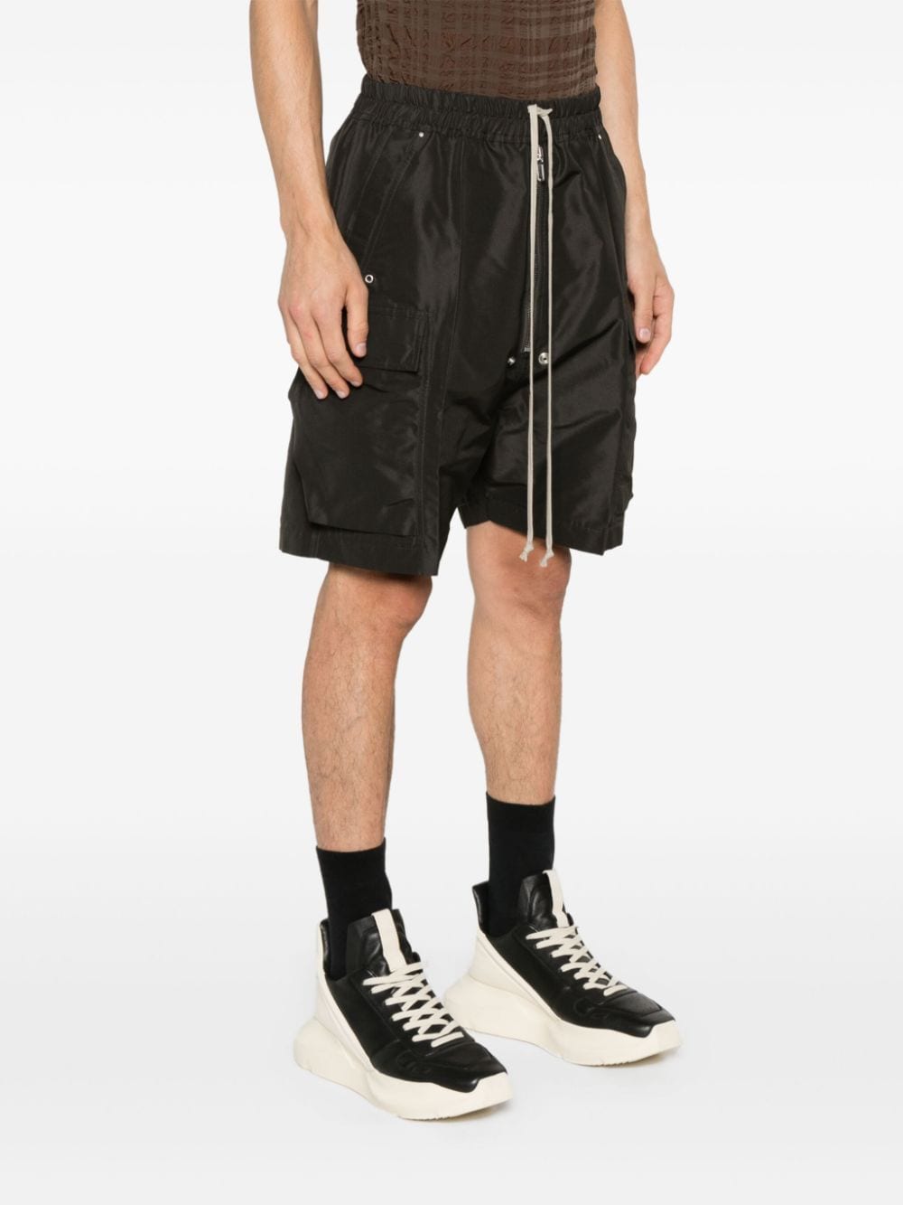 Shop Rick Owens Cargobela Shorts In Grey